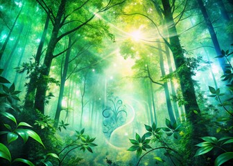 Obraz premium Cool Green Wallpapers: Double Exposure Abstract Nature Photography