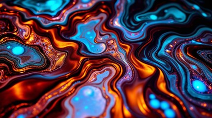 Obraz premium Abstract Metallic Fluid Art with Vibrant Swirls of Gold, Teal, and Magenta Background