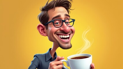 Cartoon Man & Coffee