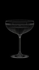 A stylish cocktail glass is showcased against a dark background, emphasizing its delicate design and craft