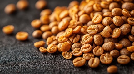 Close-up of light brown roasted coffee beans.