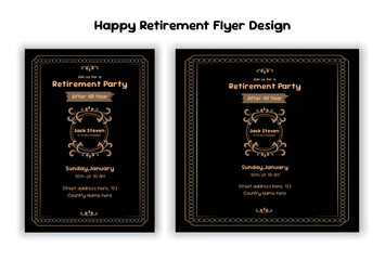 Happy retirement lunch party invitation flyer design template 
