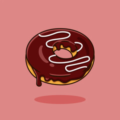 Donut melted. Donut vector icon illustration with sweet melted chocolate topping, isolated. Sweet appetizer concept design for dinner menu.