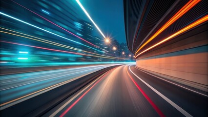 Neon futuristic concept, Dynamic light trails in urban setting at night