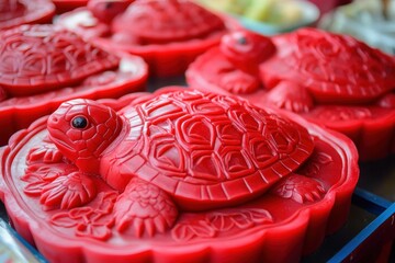 Kue ku also known as red turtle cake is a traditional Indonesian dessert characterized by its red color Street snack