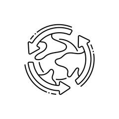 Earth Cycle Line Icon. linear style sign for mobile concept and web design. Outline vector icon.