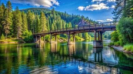 Fototapeta premium Small bridge over the Coeur d Alene River