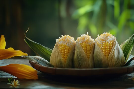 Lepet Jagung is a Central Javanese snack made from corn and coconut wrapped in husks and steamed