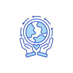 Earth Hands Line Icon. linear style sign for mobile concept and web design. Outline vector icon.