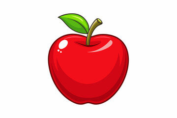 red apple with leaf