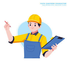 civil engineer director cute cartoon character