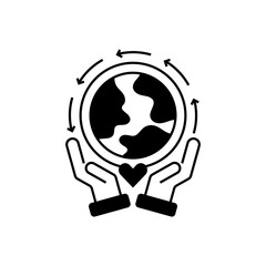 Earth Hands Line Icon. linear style sign for mobile concept and web design. Outline vector icon.