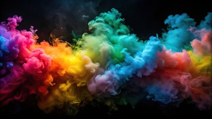 smoke lettering, colored powder, contrast, eye-catching, medium shot