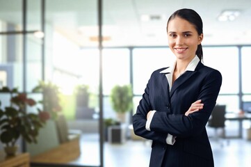 Fototapeta premium Portrait beautiful young businesswoman standing in the office