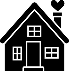 Valentine Love Shack House silhouette.
Sweet home icon isolated.
Good for greeting card,poster, banner, leaflet .
Transparent background.