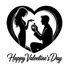 Valentines Day Couple Silhouette Vector Illustration
