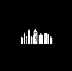 Obraz premium white city skyline on a black background