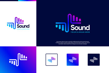 audio visual spectrum, sound pulse, digital tech, vector template illustration.
