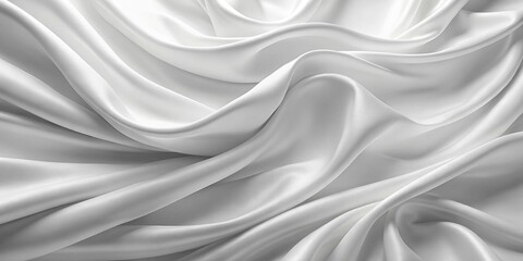Fototapeta premium Smooth white fabric with elegant folds and soft ripples Depth of Field