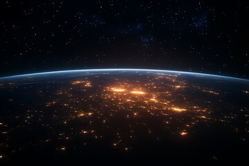 Fototapeta premium Night Earth City Lights Distant View