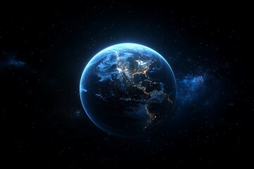 Obraz premium Earth at Night from Space with City Lights