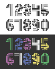 Retro numbers made with lines. Set of creative number 1 to 10 logo designs. abstract number design vector illustration. Decorative numbers for education. Numbers play. Numeric data.
