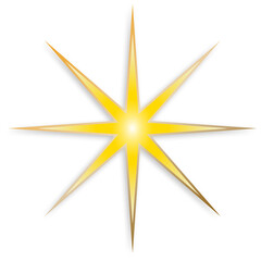 Christmas star ornament, yellow and gold.