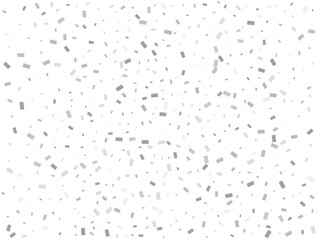 Magic silver Rectangular glitter confetti background. White festive texture.