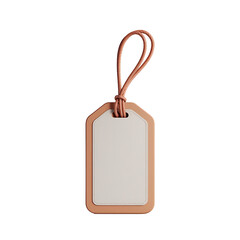Fototapeta premium 3D Render of a Blank Rectangular Luggage Tag with Matte White Center and Orange-Brown Border Isolated on White Background