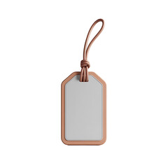 Fototapeta premium 3D Render of a Blank Rectangular Luggage Tag with Matte White Center and Orange-Brown Border Isolated on White Background