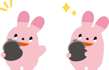 財布を持ったウサギ_表情あり