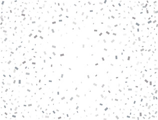 Magic silver Rectangular glitter confetti background. White festive texture.