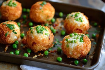 Pea and pancetta rice balls