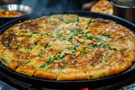 Peanut and brown sugar filled Korean hotteok street snack