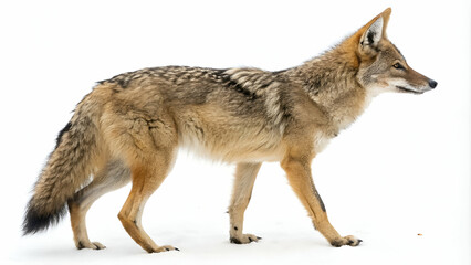Fototapeta premium Illustration of a jackal isolated on a white background, showcasing natural colors and realistic fur details.