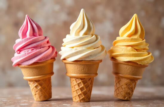 Set of ice creams with different colors