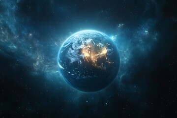 Fototapeta premium Glowing Earth Night View from Space