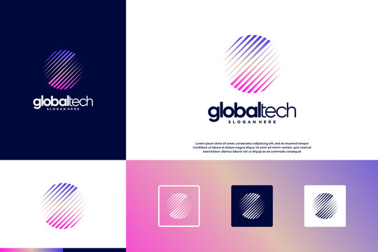 abstract globe logo, smart technology symbol, graphic design inspiration.