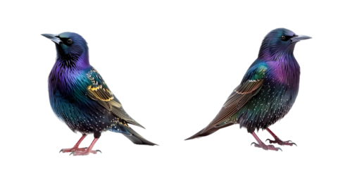 Common starling isolated on a white background. Generative AI.