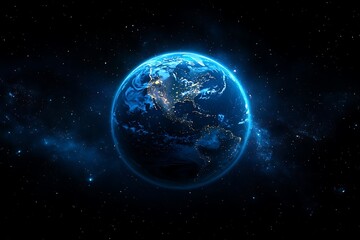 Earth at Night from Space City Lights and Glowing Continents