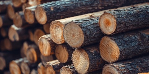 A collection of construction wooden logs stacked for house building, showcasing the essential materials needed for efficient house building projects using construction wooden logs.