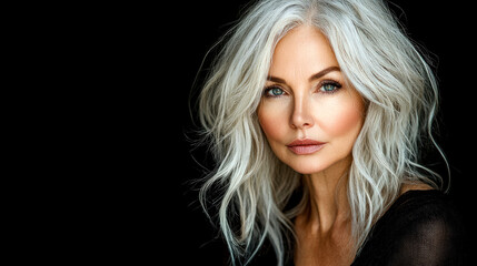 Fototapeta premium Mature woman, gray hair, portrait.