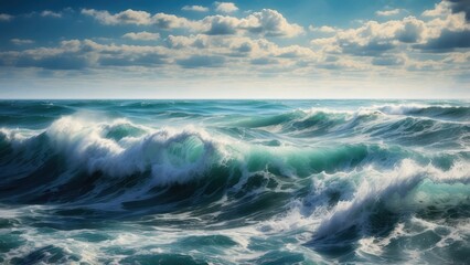 Fototapeta premium A serene seascape featuring gently rolling ocean waves