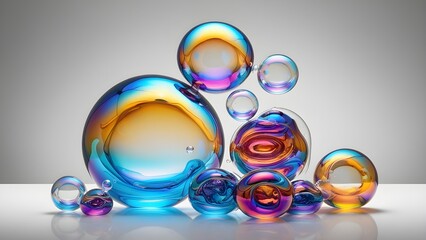 Bubbles of colored liquid, cut out