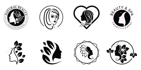 Nature beauty logo design collection with unique style Premium Vector