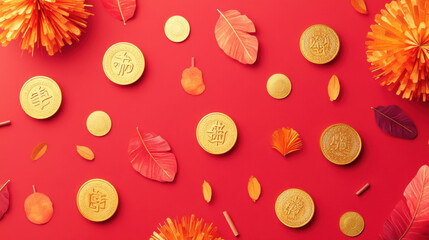 Background in red and gold tones for Chinese auspicious events.