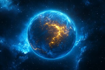 Obraz premium 3D Render Earth Night Lights Space View