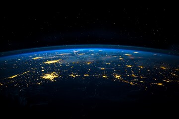 Obraz premium Night Earth Satellite View of City Lights