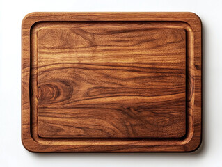 Plastic cutting board with juice groove, isolated on white background.