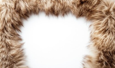 A fuzzy brown fur with a white background